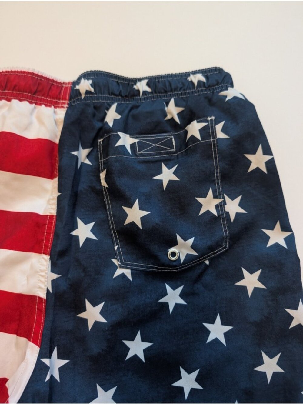 Old Navy American Flag 7" Inseam Swim Trunks Men's Sz Small Red White Blue - Picture 5 of 8